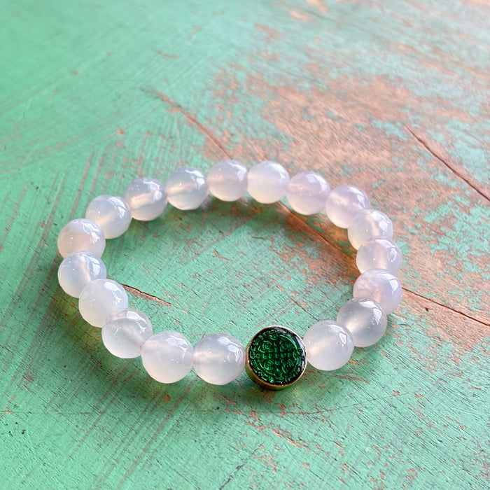 Joyful White Agate St Benedict Bracelet