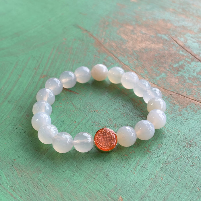 Joyful White Agate St Benedict Bracelet