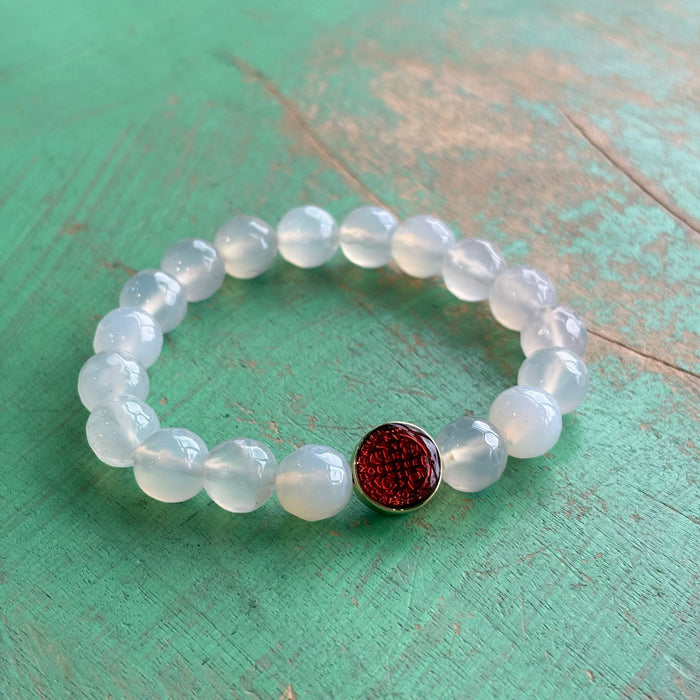 Joyful White Agate St Benedict Bracelet