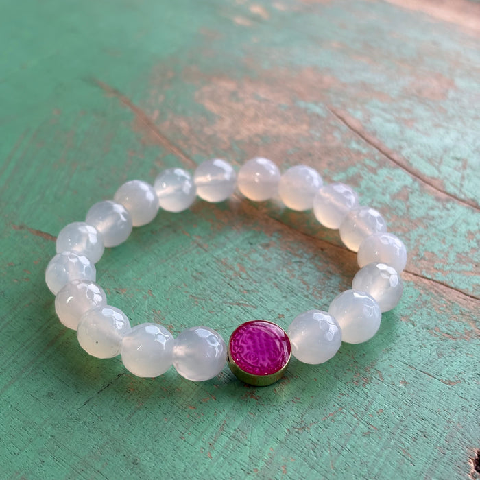 Joyful White Agate St Benedict Bracelet