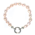Keshi Pink Pearl Silk Knot Bracelet featuring genuine freshwater keshi pearls hand-knotted on soft pink silk cord.