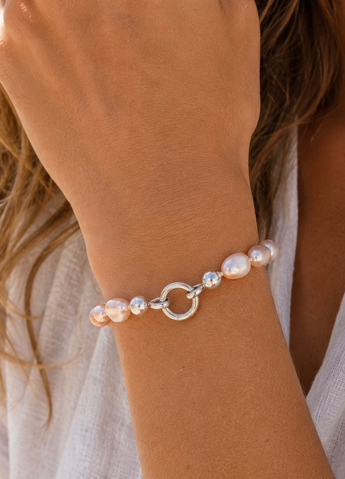 Keshi Pink Pearl Silk Knot Bracelet | Freshwater Pink Pearl Bracelet
