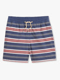 Striped shorts with a drawstring on a white background