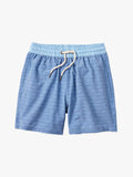 Bayberry shorts with light blue waistband and two toned blue wave pattern across shorts on a white background.
