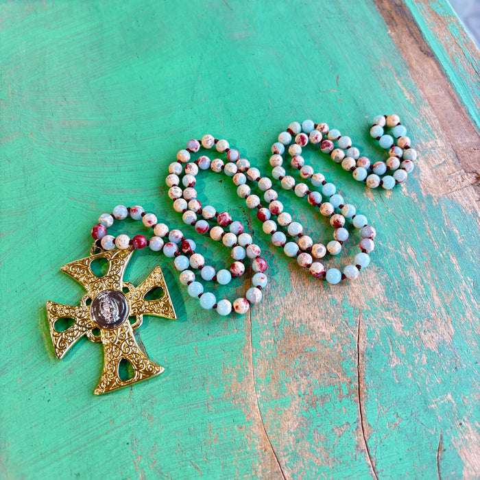 Knotted Two Tone OLG Cross Necklace