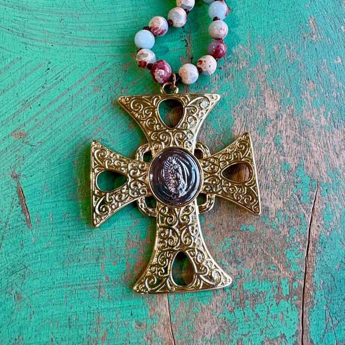 Knotted Two Tone OLG Cross Necklace