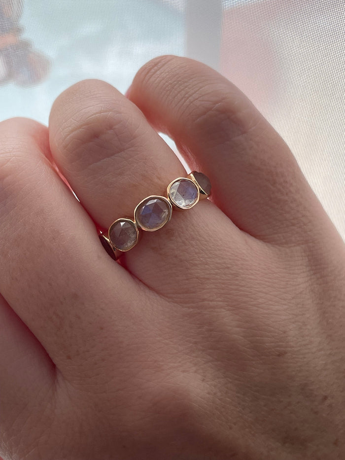 Labradorite ring. Yellow Gold over sterling silver 925 ring with natural labradorite, natural gemstone ring