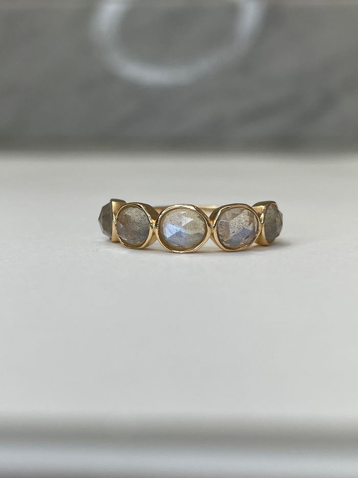 Labradorite ring. Yellow Gold over sterling silver 925 ring with natural labradorite, natural gemstone ring