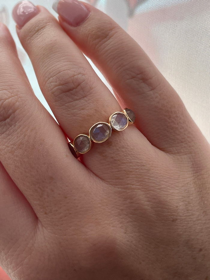 Labradorite ring. Yellow Gold over sterling silver 925 ring with natural labradorite, natural gemstone ring
