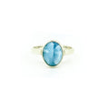 oval shaped larimar ring set in silver