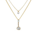 Layered gold-tone necklace with pearl, crystal, and round druzy-style pendant