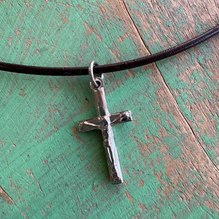 Leather Cord Stainless Steel Medals Necklace