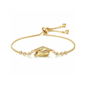 Gold adjustable bracelet with pavé graduation cap charm and chain accents