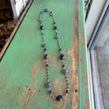 Long Blue Sodalite, Crystal and Stone Pave Necklace
