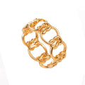 Gold love-knot chain ring with sculpted interlocking link band