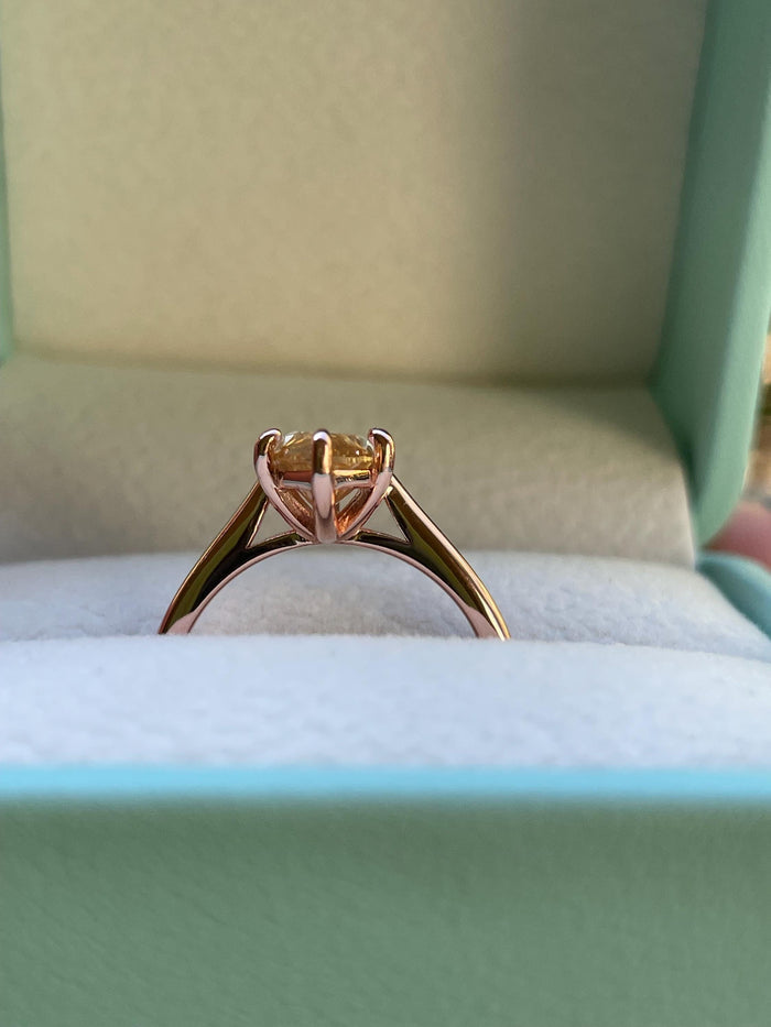 Marquise Cut Champaigne moissanite engagement ring in sterling silver, gold vermeil
