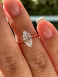 Marquise Cut CZ Diamond Engagement Ring: Sterling Silver, Gold Rose gold Vermeil