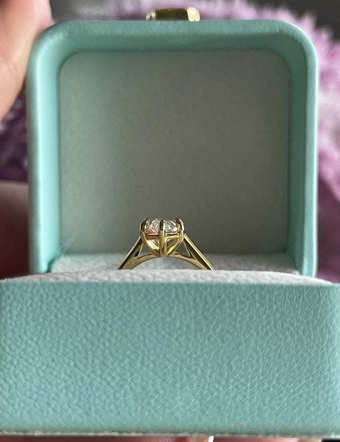 Marquise cut engagement ring. Yellow gold vermeil, Sterling Silver 925 Marquise ring with 1.5 carat CZ simulated diamond, travel ring