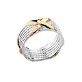 Sofia ring with textured silver band and gold top accent stripe