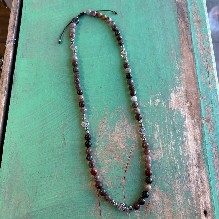 Men's St Benedict Rosary Wrap Bracelet