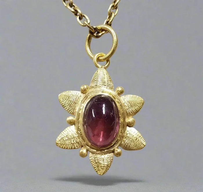 Minimalist 14k Tourmaline Rubellite Gold Pendant - K Jewelry Accessories
