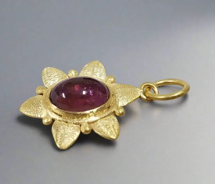 Minimalist 14k Tourmaline Rubellite Gold Pendant - K Jewelry Accessories