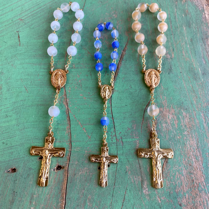 Miraculous Medal Frosted Bead Decade Rosaries