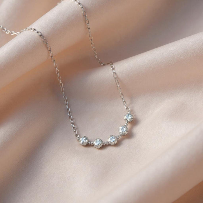 Moissanite Cluster Necklace: Sterling Silver 925, D VVS Stones