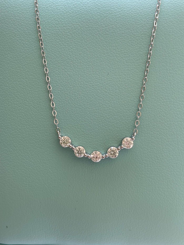Moissanite Cluster Necklace: Sterling Silver 925, D VVS Stones