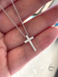 Moissanite Cross Necklace: Sterling Silver 925 Minimalist Pendant
