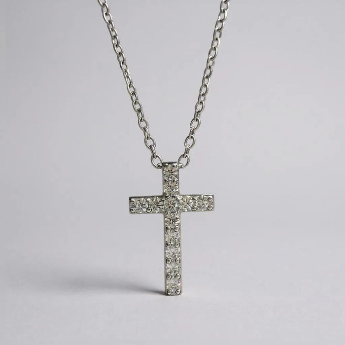 Moissanite Cross Necklace: Sterling Silver 925 Minimalist Pendant