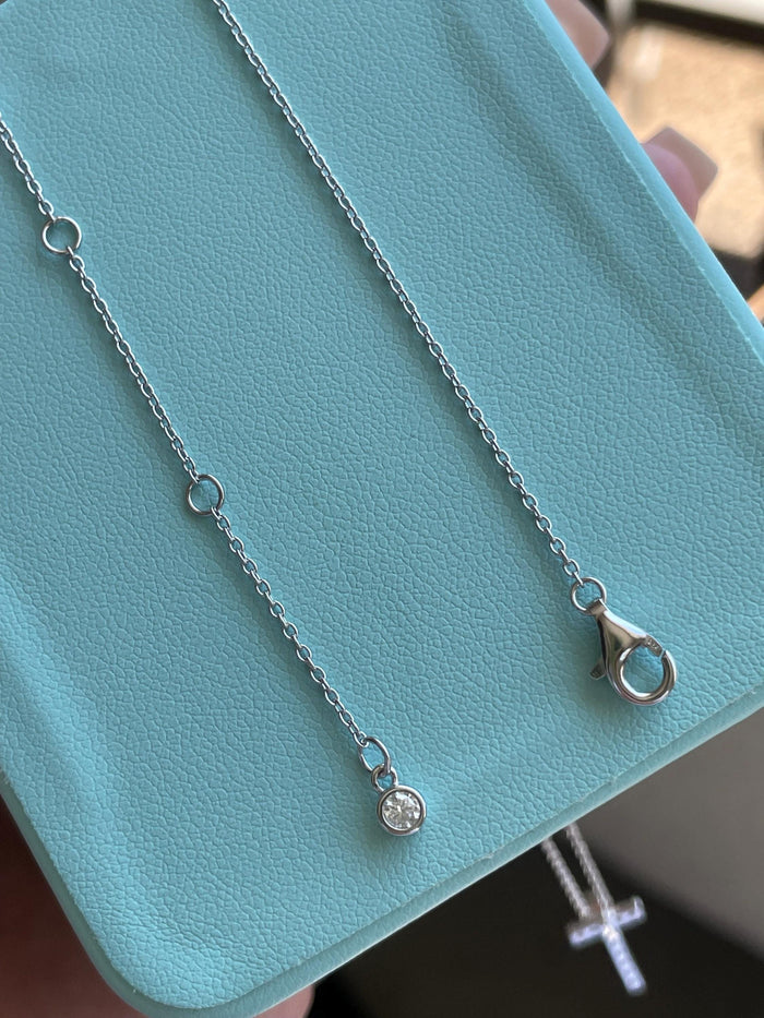 Moissanite Cross Necklace: Sterling Silver 925 Minimalist Pendant