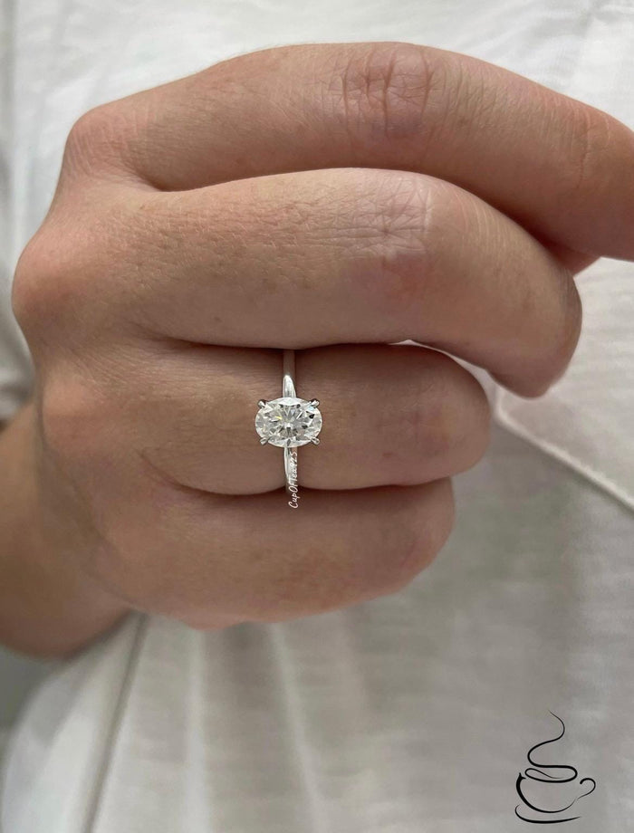Moissanite engagement ring. 1.5CT Oval Cut D Color VVS1 Moissanite In Sterling Silver 925 solitaire engagement ring, promise ring