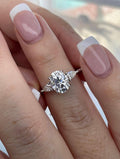 Moissanite Engagement Ring: Sterling Silver 925, 2CT Oval Cut, Three Stone