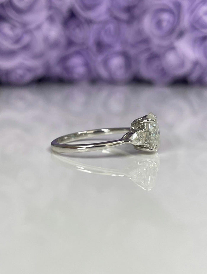 Moissanite Engagement Ring: Sterling Silver 925, 2CT Oval Cut, Three Stone