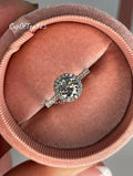 Moissanite Halo Engagement Ring: 2.25 CTTW Sterling Silver Promise Ring