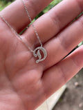 Moissanite Initial letter Necklace, Sterling Silver Personalized Jewelry, initial D, initial necklace, gift for her