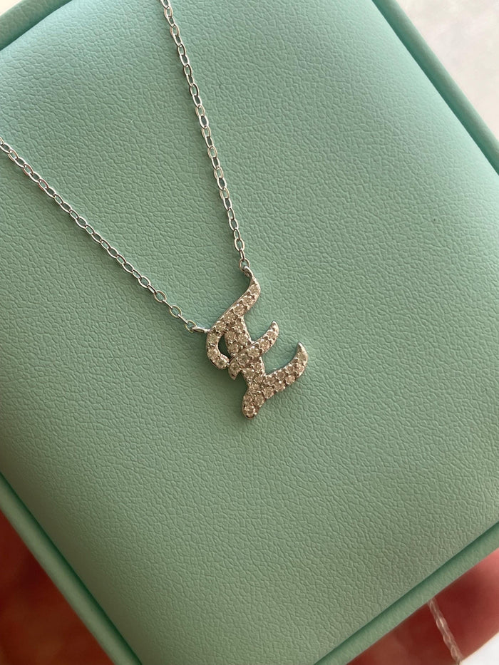Moissanite Initial Necklace, Sterling Silver Letter Pendant, Personolized initial necklace, gift for her, Moissanite jewelry
