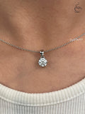 Moissanite Necklace , Sterling Silver, 0.8ct Sparkling Crispy Cler Moissanite Pendant with Chain