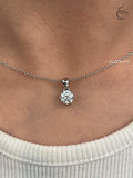 Moissanite Necklace , Sterling Silver, 0.8ct Sparkling Crispy Cler Moissanite Pendant with Chain