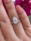 Moissanite Sterling Silver 925 bridal set with 2CT, 4CT pear cut solitaire engagement ring and half eternity band