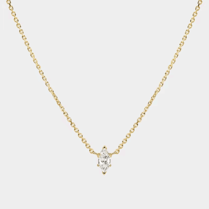 Dainty gold-tone cable chain necklace with marquise cubic zirconia pendant