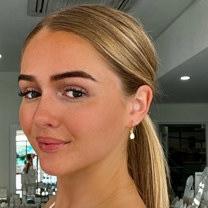 Morning Dew Drop Earrings Gold Small