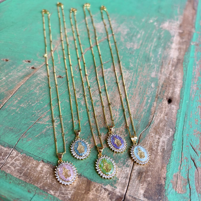 Mosaic CZ Our Lady of Grace Chain Neckace