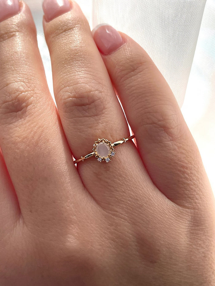 Natural moonstone ring. Yellow gold over Sterling silver 925 ring with natural moonstone