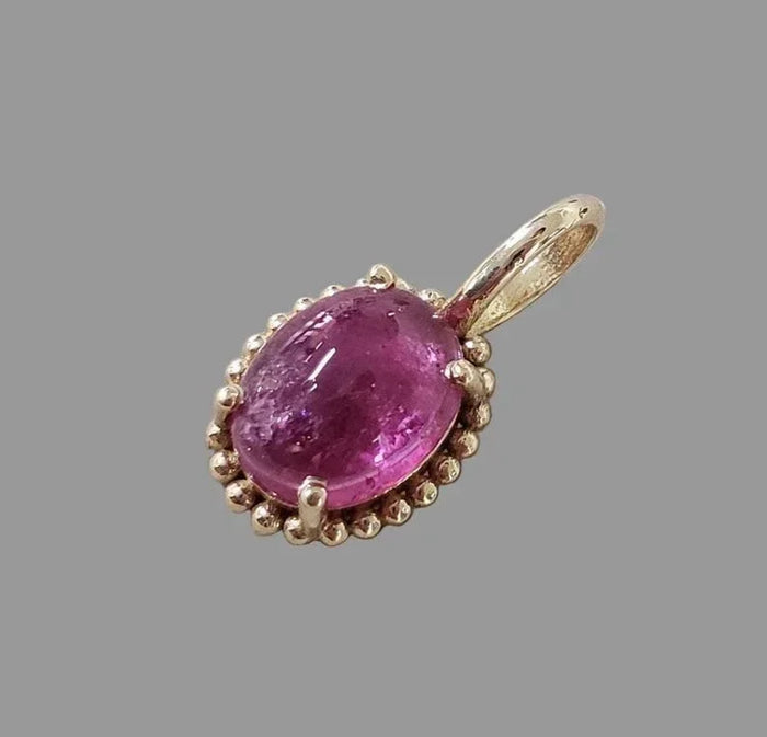 Natural Pink Tourmaline Cabochon Charm - K Jewelry Accessories