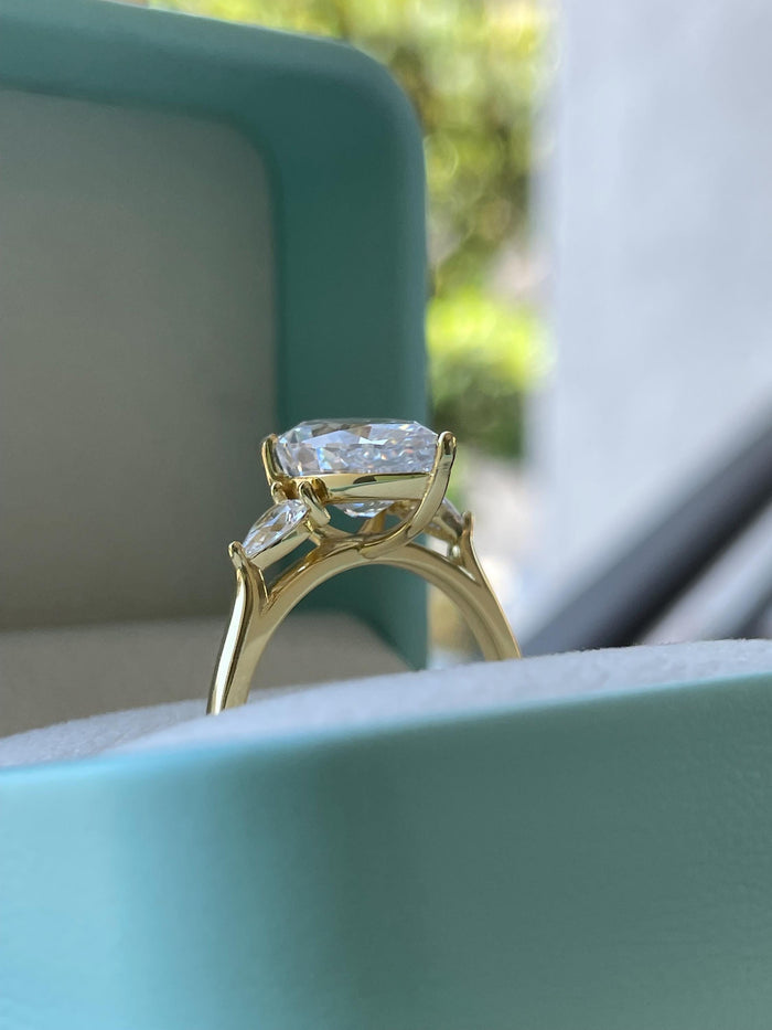 New In! 3 carat crushed ice simulated diamond pear shaped engagement ring in silver 925, yellow gold vermeil ring, gift for her