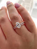 New In! Rose gold, white gold over sterling silver 925 engagement ring set with 2.2CT oval cut and hidden halo