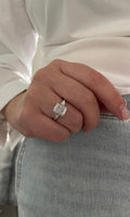 New In! Sterling Silver 925 3 stone engagement ring with 3.3Ct radiant cut crushed ice 8A CZ simulated diamond