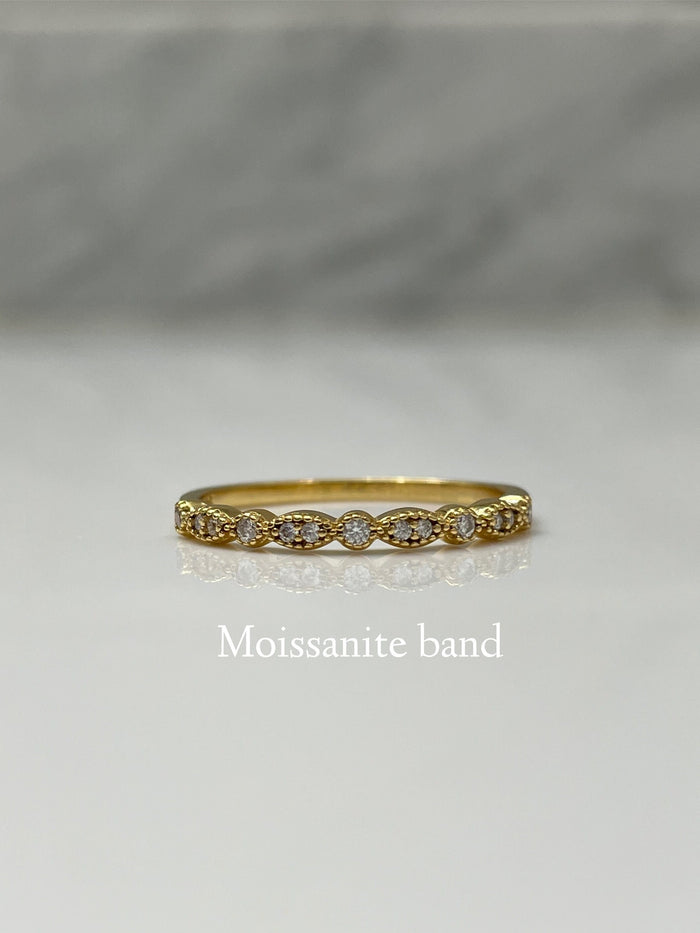 New In! Yellow gold vermeil bridal set with 2CT radiant cut solitaire and art deco half eternity Moissanite band
